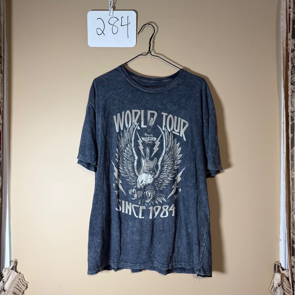 Lotus Fashion World Tour Since 1984 Graphic Tee Acid Wash Gray Large